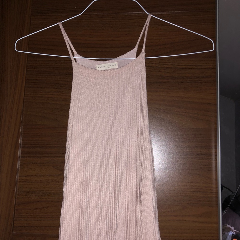 Pink ribbed tank dress